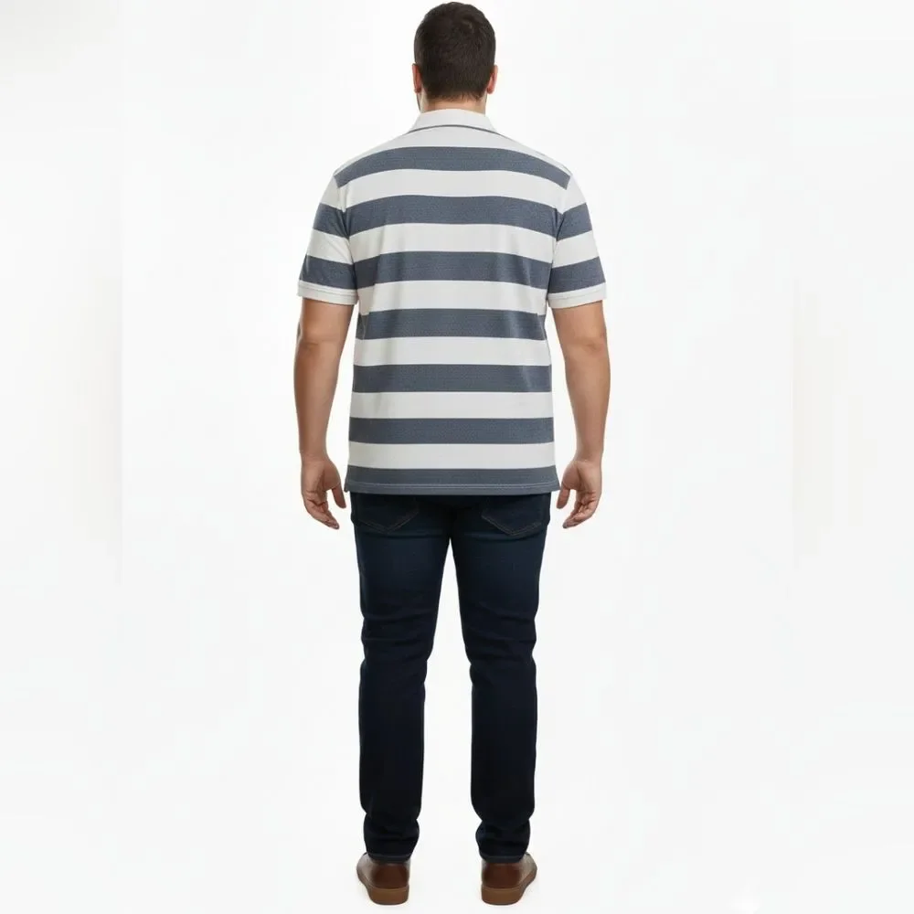 Banana Republic Men's White Striped Polo Shirt Size XL GUC 🐈